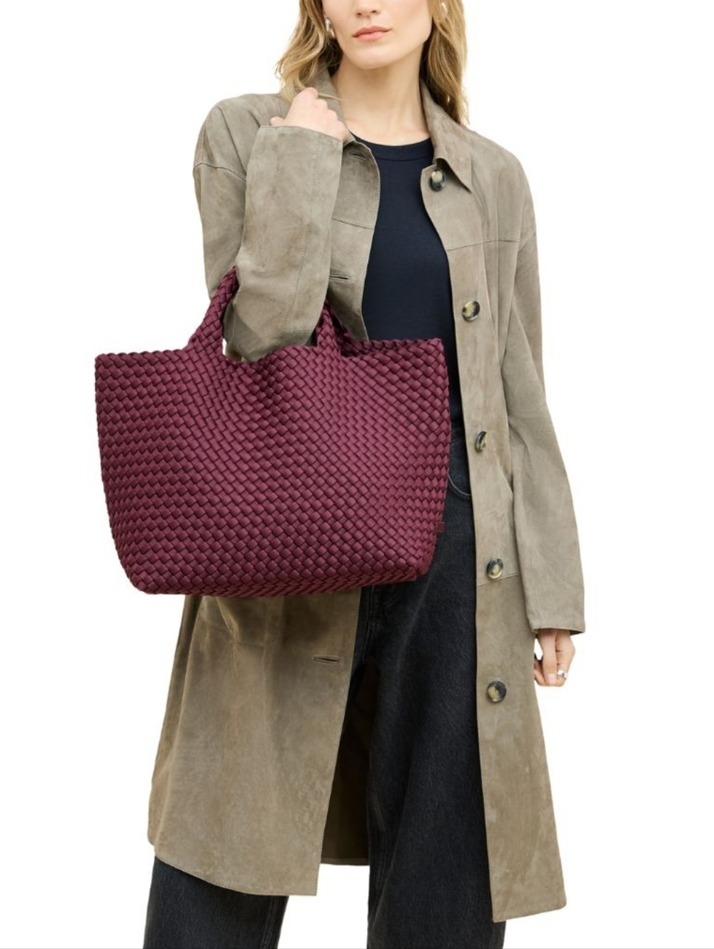 LIKE NEW NAGHEDI ST BARTHS MEDIUM TOTE BAG - BORDEAUX